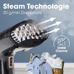 CLEANmaxx stoomstrijkborstel voor kleding | Met 2-in-1-functie – strijkt en verfrist kleding | Compacte stoomstrijkborstel voor onderweg en thuis | Opvouwbare + draagbare stoomborstel 1600 W, incl. waterreservoir van 165 ml — thumbnail 2