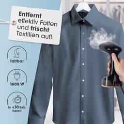 CLEANmaxx stoomstrijkborstel voor kleding | Met 2-in-1-functie – strijkt en verfrist kleding | Compacte stoomstrijkborstel voor onderweg en thuis | Opvouwbare + draagbare stoomborstel 1600 W, incl. waterreservoir van 165 ml — thumbnail 4