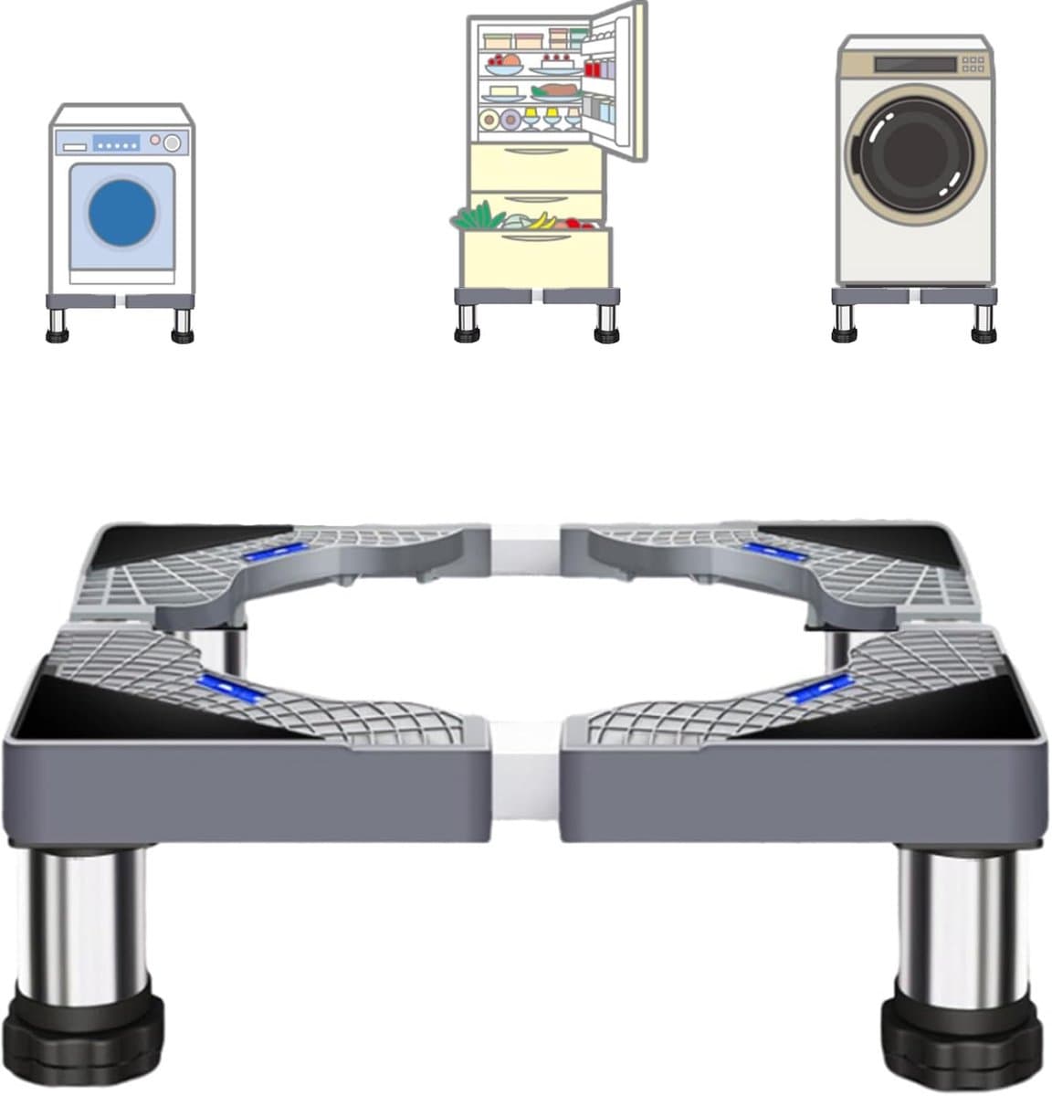 Wasmachine Verhoger - Wasmachine Opbouwmeubel - Wasmachine Sokkel - Anti Slip & Verstelbaar - Ook voor Droger, Koelkast en Vriezer - 150 Kg Draagkracht - 4 Poten - Hoogte 13-16 cm - van Imperatoris — afbeelding 1