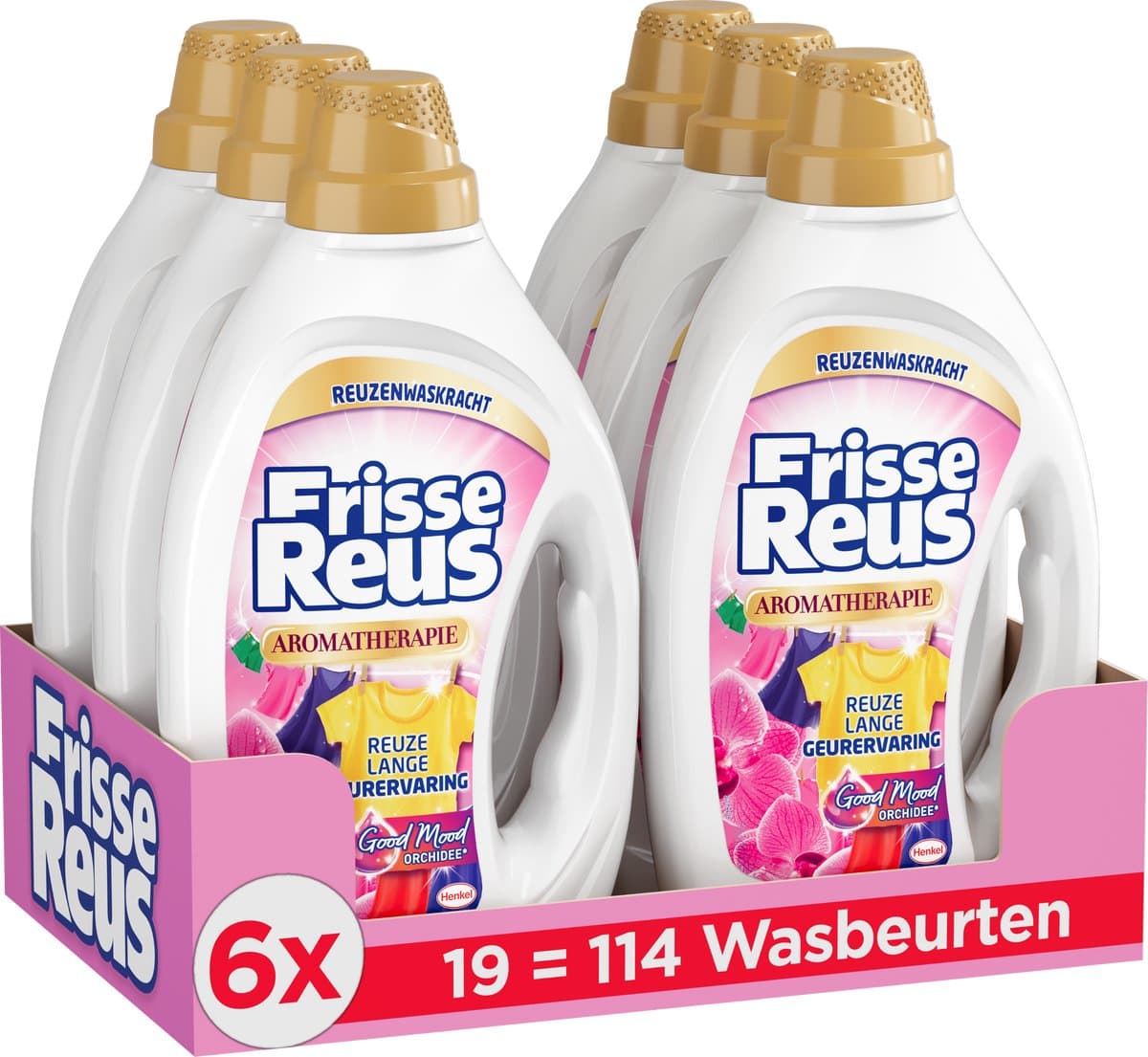 Frisse Reus Gel Orchidee - Vloeibaar Wasmiddel - Gekleurde Was - Frisse Geurbeleving - 6 x 19 Wasbeurten - Voordeelverpakking — afbeelding 1