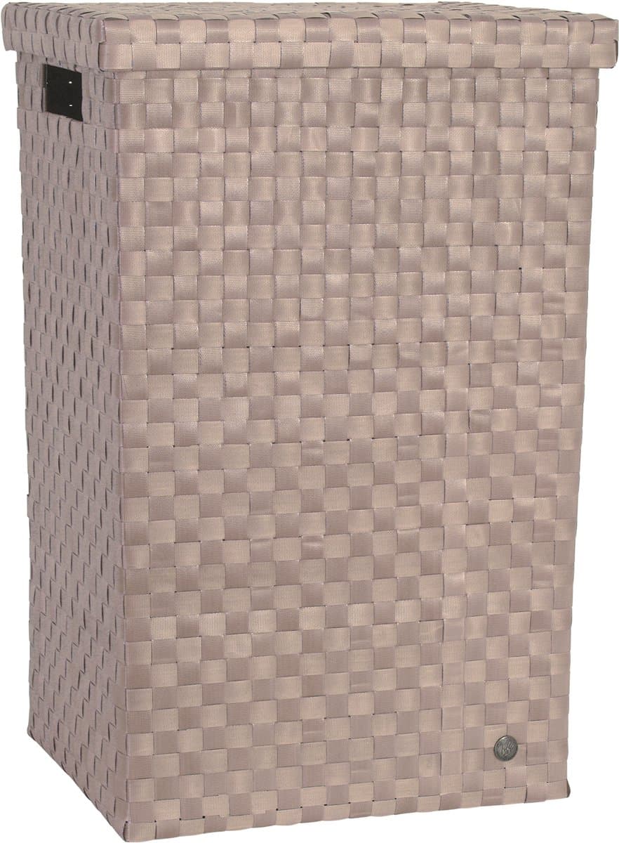 Handed By - Wasmand met deksel - Opbergmand - 81 liter - Cube XL - lichtbruin met beige patroon — afbeelding 1