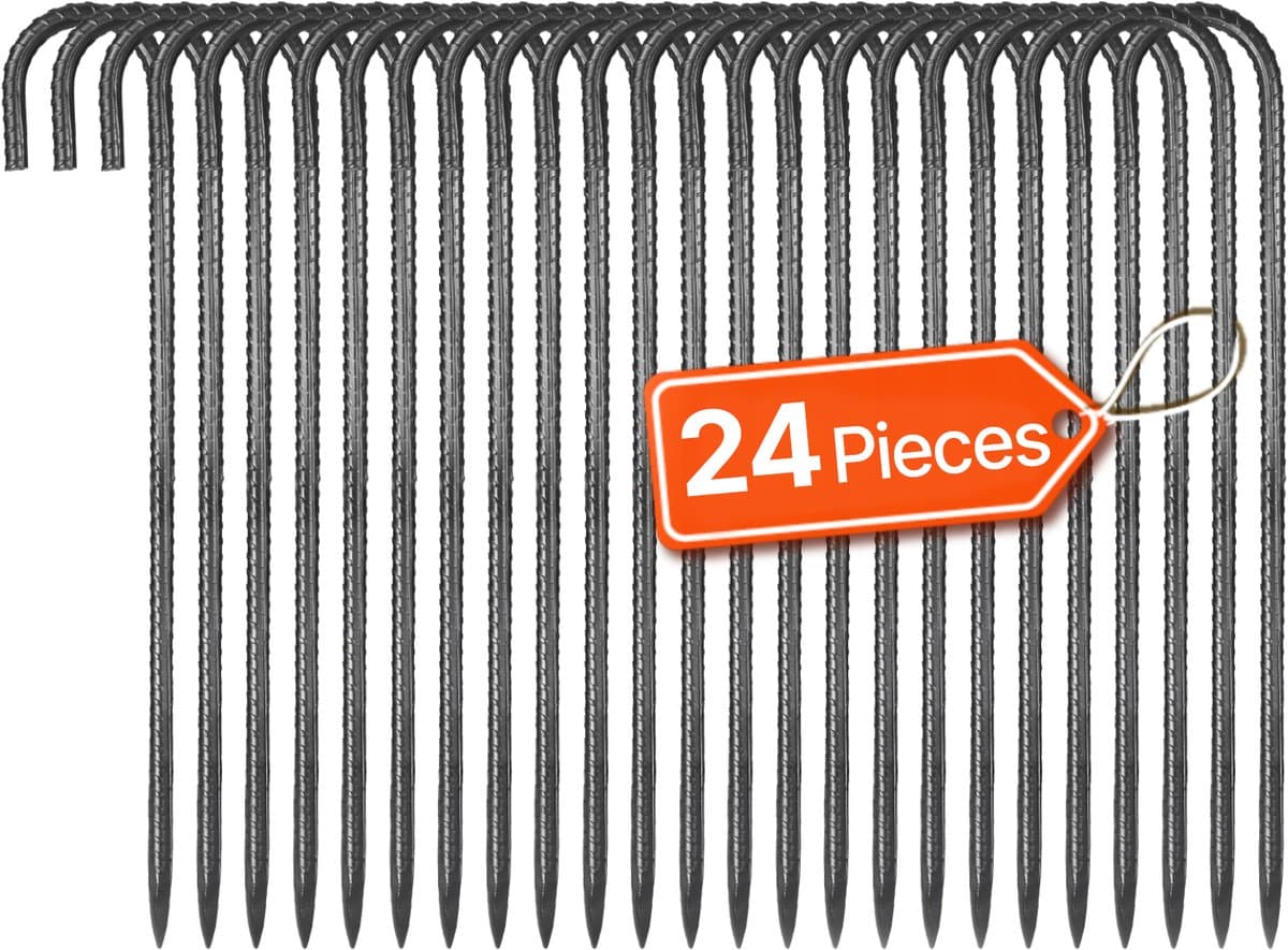 VEVOR 24-pack J-type Grondankers Grondpennen Tentharingen 406,4mm — afbeelding 1