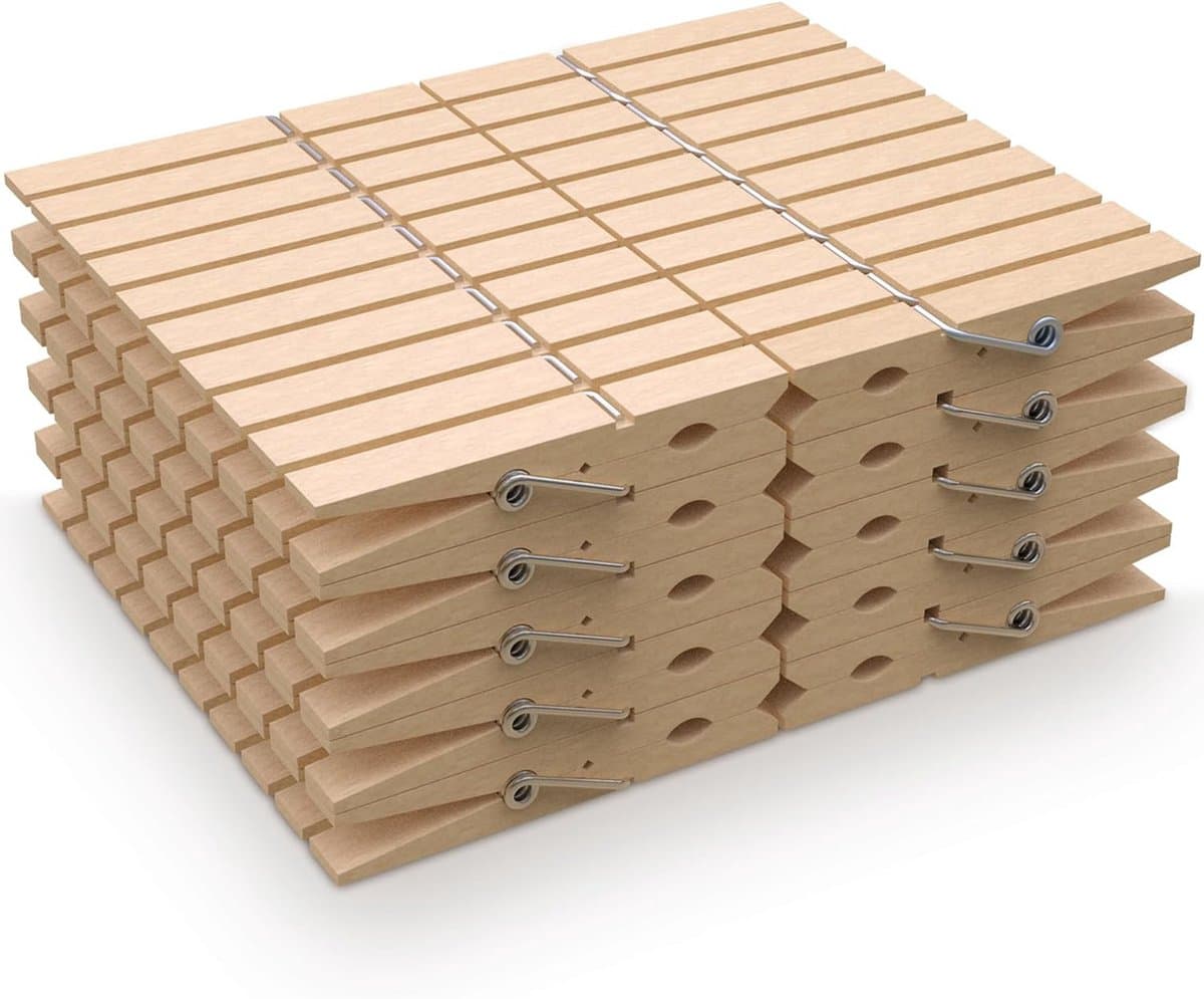 Houten wasknijpers - 100 stuks - 7,2 x 1,8 cm - Houten klemmen - Memoklemmen - Opbergklemmen - Fotoklemmen - Kledingklemmen - Knutselklemmen - Studieklemmen - Materiaalklemmen - Geschikt voor woondecoratie en het ophangen van foto's — afbeelding 1