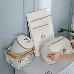 Kraftverdia - 6-delig Waszakken - Set voor de Wasmachine - Bescherming voor wasgoed - Ademende Mesh - Voor Kleding, Sok en Lingerie - Herbruikbaar - Groot met Rits - Wit — thumbnail 4