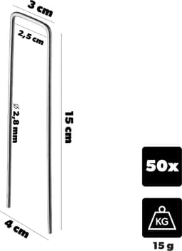 KADAX grondanker 150 x 40 mm, 50 stuks, grondanker van verzinkt staal, grondhaken voor het veilig bevestigen van onkruiddoek, haringen voor gazongrids, grondnagels (zwart) — thumbnail 2