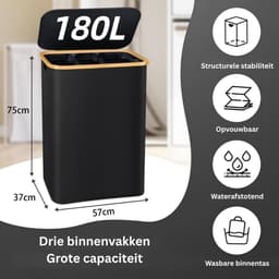 CLVP® Wasmand 3 Vakken – Wassorteerder Uitschuifbaar – Was Organizer – Premium — thumbnail 2