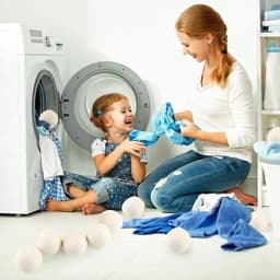 6 stuks - Wollen droogballen - 4cm - Wasdroger ballen - Droogballen - Wasbollen - Wasballen - herbruikbare - verkort de droogtijd - verminderen statische elektriciteit - voor thuis en in hotels - voor kleding, beddengoed en handdoeken - wit — thumbnail 2