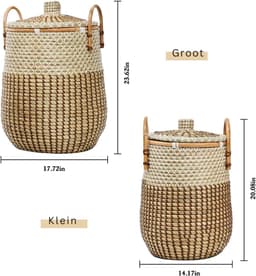CLVP® Rieten Wasmand met Deksel - 45.01x 45.01x 59.99 CM — thumbnail 2