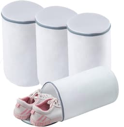 Waszak-waszak schoenen-waszak voor schoenen-4 grote schoenenwaszakken - Sneaker Mesh waszak - Schoenenwaszak - Grijze rits - 125 honingraatstof - Groot, voor sneakers, trainers, pantoffels - Wit - 35x21cm — thumbnail 1