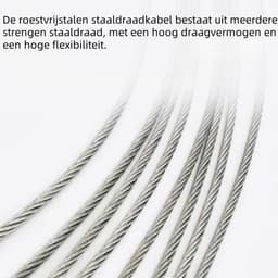 Waslijn van roestvrij staal - Douchegordijnkoord voor de badkamer - Gordijnophangkoord - Gordijnroedeset - Hangende waslijn - Gordijnspankoord - Duurzaam materiaal - Zilver — thumbnail 5
