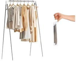 Reishanger - opvouwbare hanger - Droogrek - Inklapbaar Wasrek - Geschikt voor reizen - Inklapbaar Droogrek - Staand Kleding Wasdroogrek - Droogtoren - kleding droogrek - Badkamer/Balkon/Binnen/Buiten — afbeelding 1