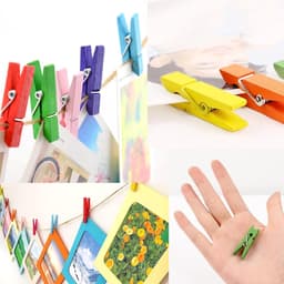 50 Houten Wasknijpers – 7,2 cm – 10 Kleuren – Decoratieve Knijpers voor Foto’s, Kaarten & DIY – Kleurige Hout Clips — thumbnail 2
