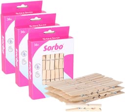 Sorbo Wasknijpers - Hout - 108 stuks (3x36) — thumbnail 1