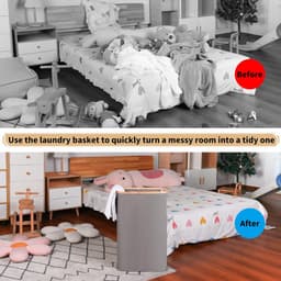 RFWR® Hoge Wasmand met Afneembare Binnenzak 60L - Ideaal voor Kleding, Speelgoed en Handdoeken — thumbnail 2
