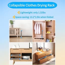 Droogrek - met Stang - Inklapbaar Wasrek - Extra Groot Droogrek - Extra stevig en licht - Geschikt voor reizen - Inklapbaar Droogrek - Mini - 135*90*73cm - Staand Kleding Wasdroogrek - Droogtoren - kleding droogrek - Badkamer/Balkon/Binnen/Buiten — thumbnail 5