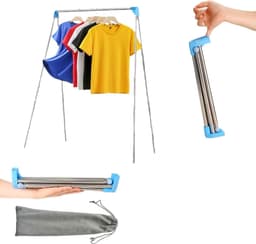 Droogrek - met Stang - Inklapbaar Wasrek - Extra Groot Droogrek - Extra stevig en licht - Geschikt voor reizen - Inklapbaar Droogrek - Mini - 135*90*73cm - Staand Kleding Wasdroogrek - Droogtoren - kleding droogrek - Badkamer/Balkon/Binnen/Buiten — thumbnail 1