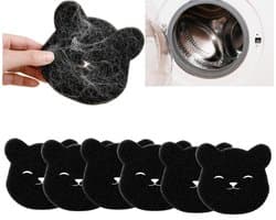 6 stuks - Wasspons Huisdier - Haarverwijderaar Wasmachine - Herbruikbaar & Efficiënt - Katten- & Hondenhaar Verwijderaar voor Wasmachine en Droger - Anti Pluis & Haaropvang(zwart) — afbeelding 1