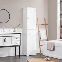 Hoge badkamerkast met wasmand en lade - Ruimtebesparende staande kast voor badkamer — thumbnail 3