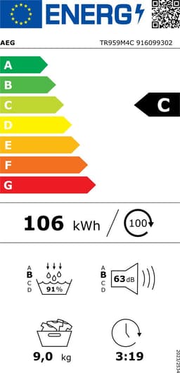 AEG TR959M4C EcoLine 9000 serie AbsoluteCare Plus® - Wasdroger Warmtepompdroger — thumbnail 2