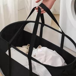 2 stuks Opvouwbare wasmand, opvouwbare wasmand, waszak, wasmand voor vuile was met handvat voor badkamer, slaapkamer, wasruimte, kinderkamer, reizen, Zwart 58 x 36 x 36 cm — thumbnail 4
