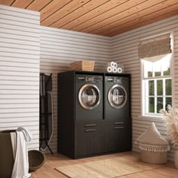 Wasophoogte® Wasmachine Kast Oslo - Wasmachine verhoger - Wasmachine ombouw - 700(D)*1330(B)*1580(H) mm - Zwart — thumbnail 2