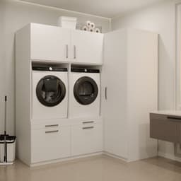 Wasophoogte® Wasmachine Kast Bern - Wasmachine verhoger - Wasmachine ombouw - 700(D)*2030(B)*2110(H) mm - Wit — thumbnail 3