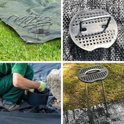 Allecto Plus - Grondankers en Bufferschijven Set voor Bevestiging Kunstgras en Folie - Anti-roest - U-vormige Nagelstiften - Haringen - Onkruidvlies en Grondzeil - 150 x 40 mm - Ø 22 mm — thumbnail 2