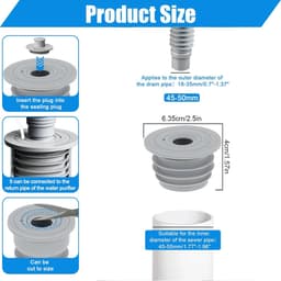 2 stuks - Rfdichtring - Rioolafdichtingen - toepasbare buisbinnendiameter 45-50 mm - vloerafvoer - afvoerbuis afdichting - siliconen wasmachine afvoerslang afdichting - anti-geur afvoerafdichting - met deksel - voor thuis, keuken en badkamer - grijs — thumbnail 5
