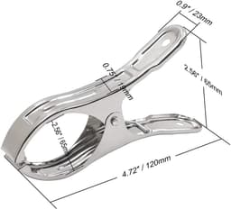 Wasknijpers - 6 Stuks - Knijpers - 12cm - Opening 6 cm - RVS - Zilver - Quilt Klem - Windknijpers - Geschikt voor het drogen van dekbedden, lakens en badhanddoeken — thumbnail 3