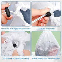 Netwaszakken - 3 Stuks - 40x50cm - Wasnet Waszak - met Trekkoord - Herbruikbare - Wasnetten voor Wasmachine - Wasnetten - Waszakjes - Kledingzakjes - Herbruikbare - Travel Organizer - Geschikt voor Babykleding, Bh's, Ondergoed, Sokken, Shirts - Wit — thumbnail 2