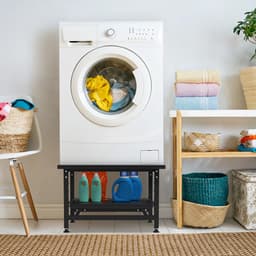 Wasmachine opbouwmeubel Zwart 150 kg belastbaar - 63x54x42cm - Wasmachine Verhoger Met uittrekbaar rek — thumbnail 3