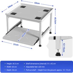 Wasmachine Verhoger - Wasmachine opbouwmeubel - Wasmachine Sokkel - 200 kg belastbaar - 63x54x45.5cm - Wit — thumbnail 5