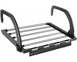Droogrek - Droogrek voor kleding - Droogrek voor schoenen van roestvrij staal voor balkons - Multifunctioneel opvouwbaar raammodel - Draagbaar opvouwbaar droogrek - geschikt voor Ophangen aan radiator, deur, douchewand of balkon - Zwart