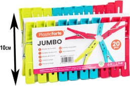 Plasticforte Wasknijpers XL formaat - 20x stuks - felle kleuren mix - kunststof - 10 cm - Was ophangen — thumbnail 2