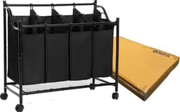 Bobbel Home - Wasmand op Wieltjes met 4 Uitneembare Vakken - 140L - Zwart — thumbnail 2