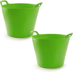 Plasticforte Flexibele emmer/kuip - 2x stuks - groen - 42 liter - ECO kunststof - rond - 38 x 45 cm — thumbnail 1