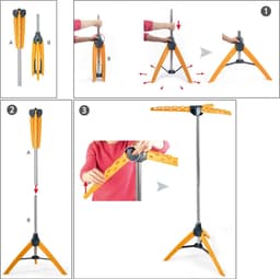 Strijkwasrek, droogmolen voor camping, roestvrij staal, compact opvouwbaar, oranje — thumbnail 5