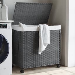 vidaXL - Wasmand - op - wielen - 60x35x60,5 - cm - rattan - grijs — thumbnail 3
