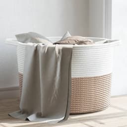 vidaXL - Wasmand - Ø - 55x36 - cm - katoen - bruin - en - wit — thumbnail 3
