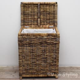 MigoStyling - Wasmand - Rechthoek - Rotan - Riet - Brown - Met deksel - Uitneembare waszak — thumbnail 3