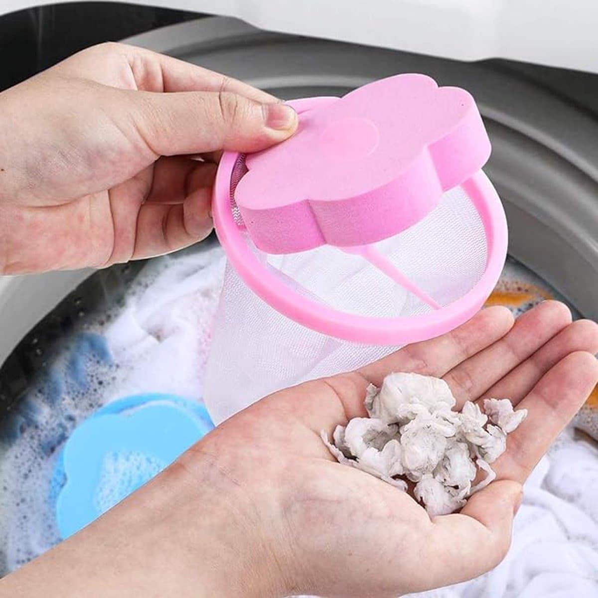 Narimano® Wasmachine Filter Zak, Lint Mesh Zakken - Catcher Bloemen - Haar Filter Net Pouch Herbruikbare Hair Remover Tool (2 stuks) — afbeelding 1