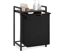 Vasagle - Wasmand met plank - 65 liter - 50 x 33 x 72 cm - in vintage bruin-zwart