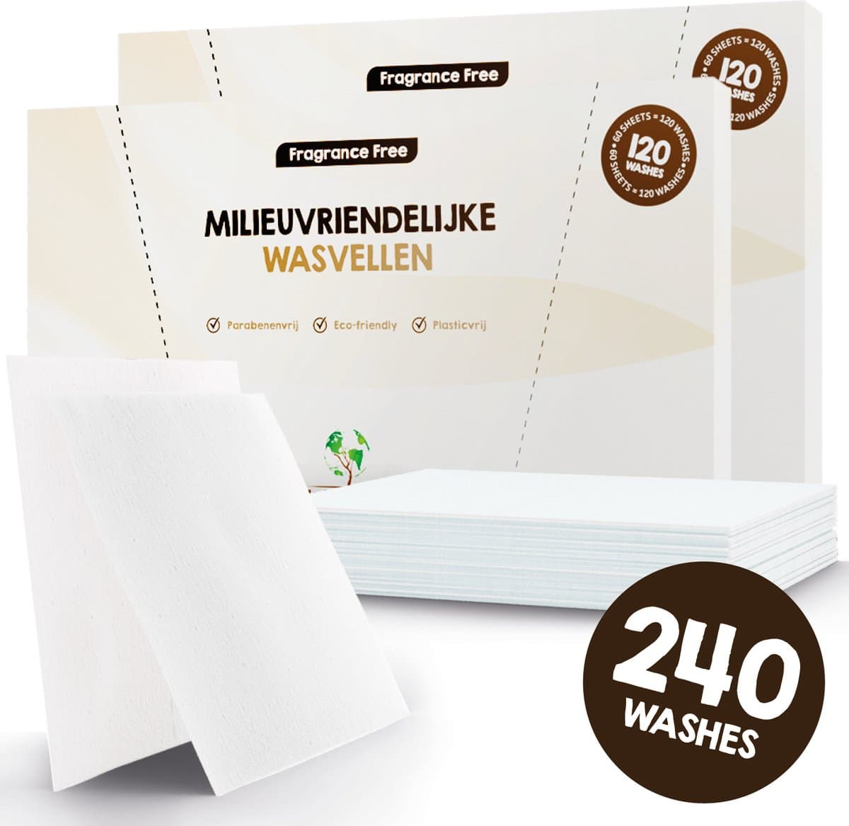 Mr. Green Mind Wasstrips ECO 240 Wasbeurten Parfum Vrij Wasmiddel Milieuvriendelijke Wasstrips Wasmiddel Voordeelverpakking incl. wasverzachter — afbeelding 1