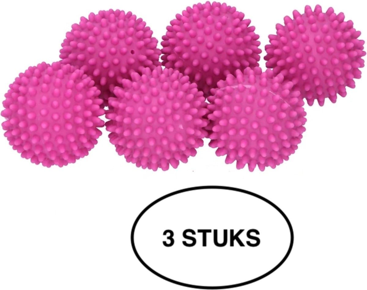 Wasbal – Wasballen – Drogerballen – Wasdroger ballen – Wasbol – Roze rood – 3 stuks — afbeelding 1