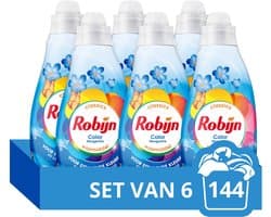 Robijn - Vloeibaar Wasmiddel - Klein & Krachtig - Morgenfris - 6 flessen 144 wasbeurten - Voordeelverpakking