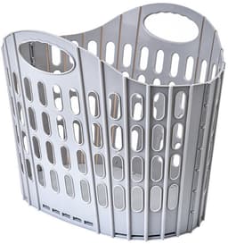 Wasmand - Opbergmand - Opvouwbare wasmand - Handwasmand - Multifunctionele mand - Mand - 40x27x32cm - Geschikt voor het opbergen van kleding, beddengoed, sokken, dekens, schoenen en speelgoed - Grijs — thumbnail 1