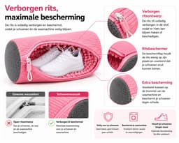 Schoenwaszak - 2 Stuks- Waszak voor schoenen - Herbruikbaar - Wasmachine&Droger - voor Sneakers en Tennisschoenen - Pink — thumbnail 2