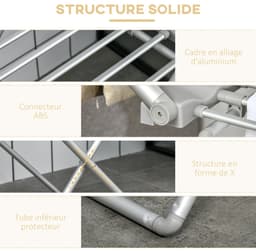 Elektrisch wasrek met 2 uitschuifbare zijvleugels- frame van aluminiumlegering - 144x53x91 cm- handig elektrisch verwarmd wasrek-duurzaam en lichtgewicht-multifunctioneel droogrek voor kleding-dekens en linnen thuis — thumbnail 2