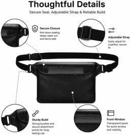 2 waterdichte riemzakken voor mobiele telefoon, waterdichte tas met verstelbare riem, compatibel met touchscreen, voor strand en watersport, 22 x 15 cm — thumbnail 2
