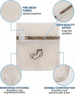 3 zakken voor het wassen van sokken in de wasmachine, klein formaat, zacht net en veilige sluiting, voorkomt krimpen en klitten, ideaal voor het beschermen van gevoelige panty's — thumbnail 5